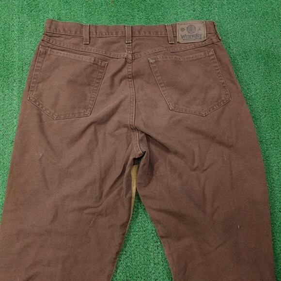 VINTAGE Wrangler Pants Mens 36x32 Brown Tan Nylon Reinforced Work Hunting Jeans - Picture 10 of 16